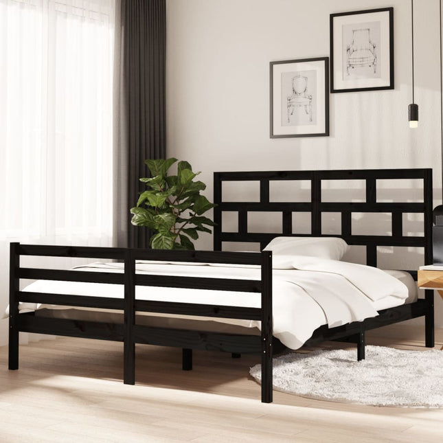 Bedframe Massief Grenenhout 160 x 200 cm Zwart