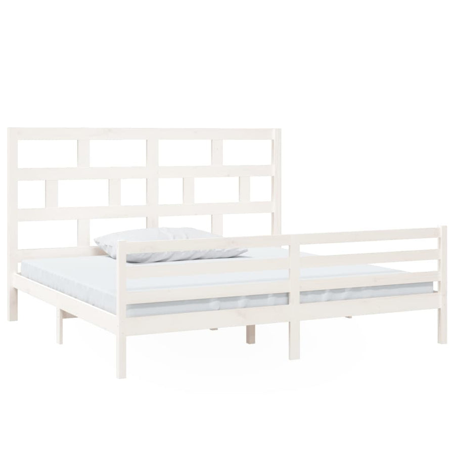 Bedframe Massief Grenenhout 200 x 200 cm Wit