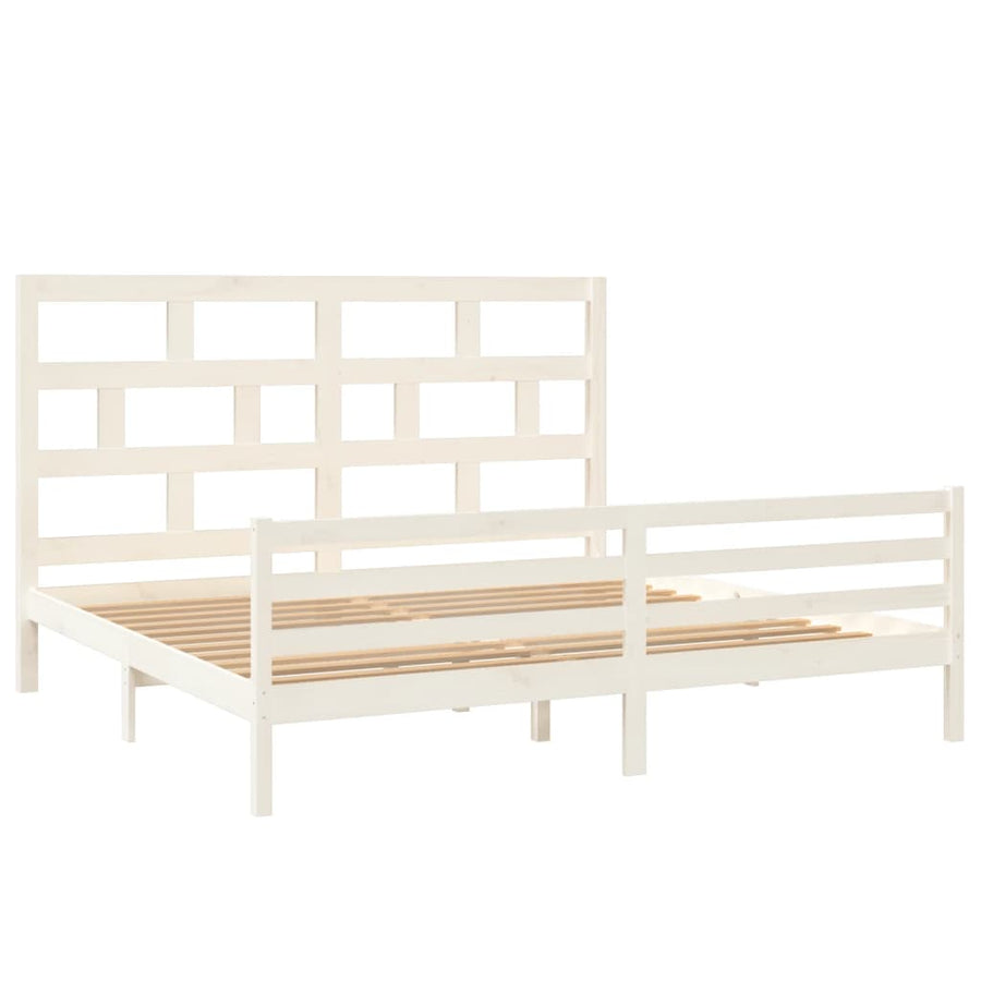 Bedframe Massief Grenenhout 200 x 200 cm Wit