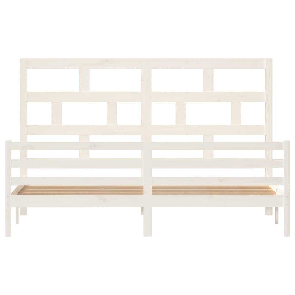 Bedframe Massief Grenenhout 200 x 200 cm Wit