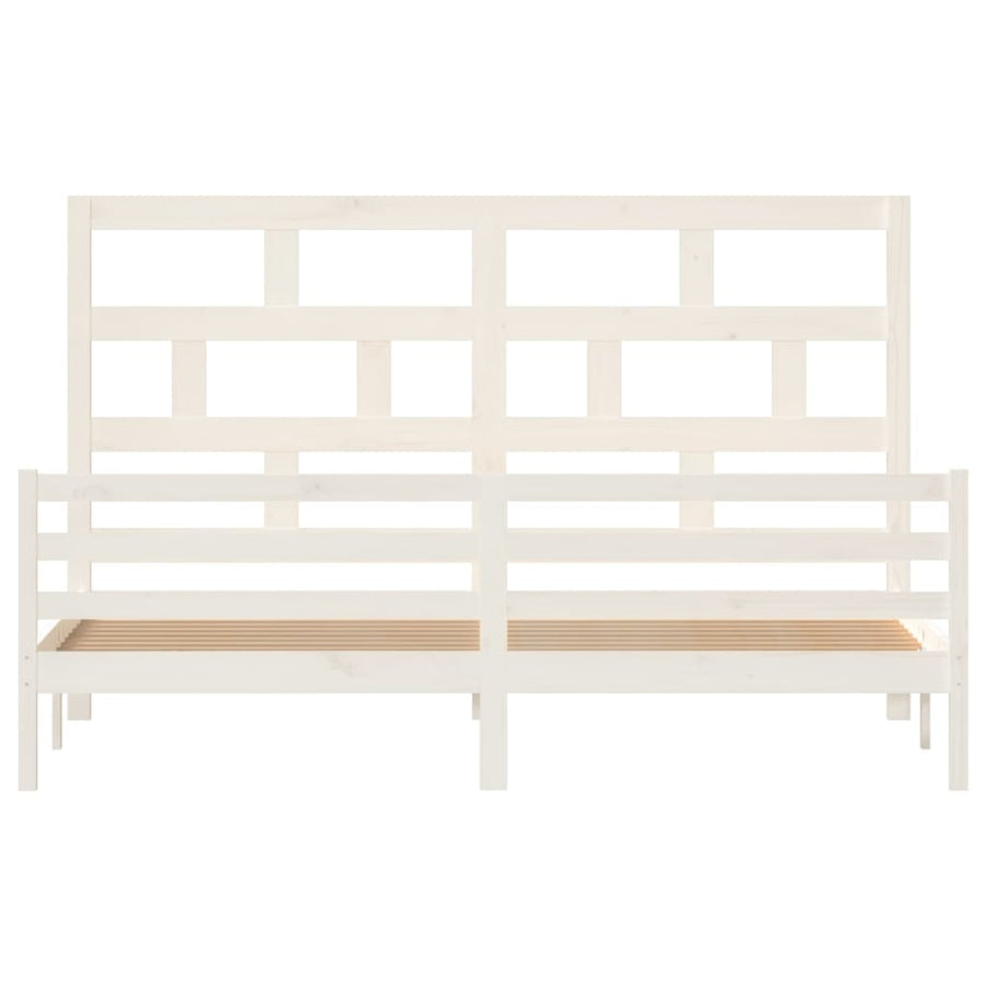 Bedframe Massief Grenenhout 200 x 200 cm Wit