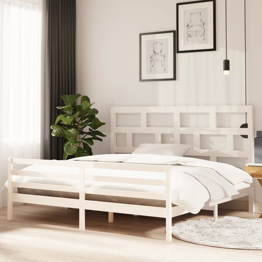 Bedframe Massief Grenenhout 200 x 200 cm Wit
