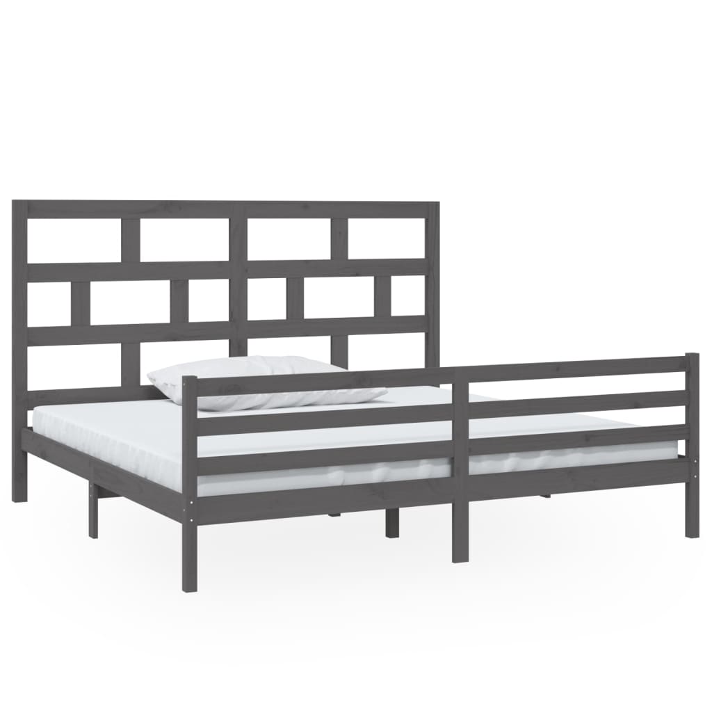 Bedframe Massief Grenenhout 200 x 200 cm Grijs