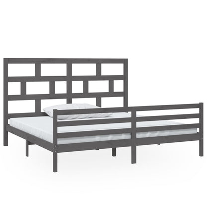 Bedframe Massief Grenenhout 200 x 200 cm Grijs