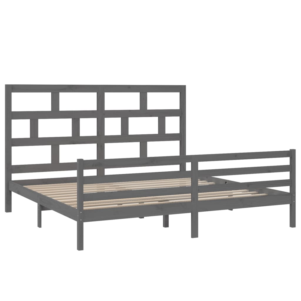 Bedframe Massief Grenenhout 200 x 200 cm Grijs