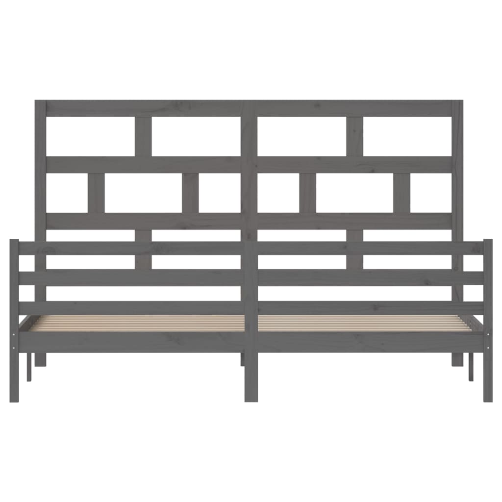 Bedframe Massief Grenenhout 200 x 200 cm Grijs