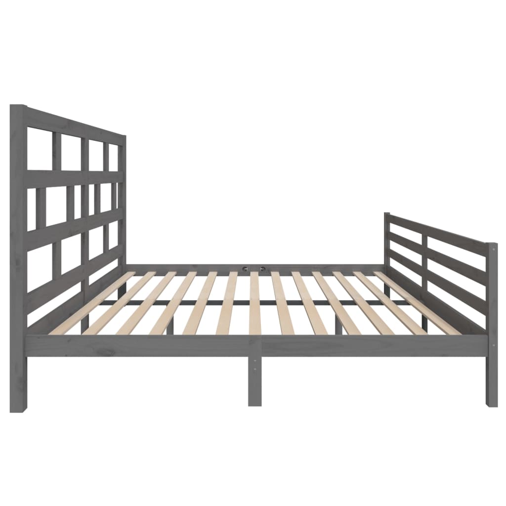 Bedframe Massief Grenenhout 200 x 200 cm Grijs