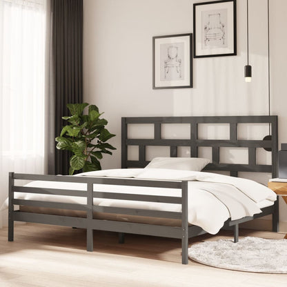 Bedframe Massief Grenenhout 200 x 200 cm Grijs