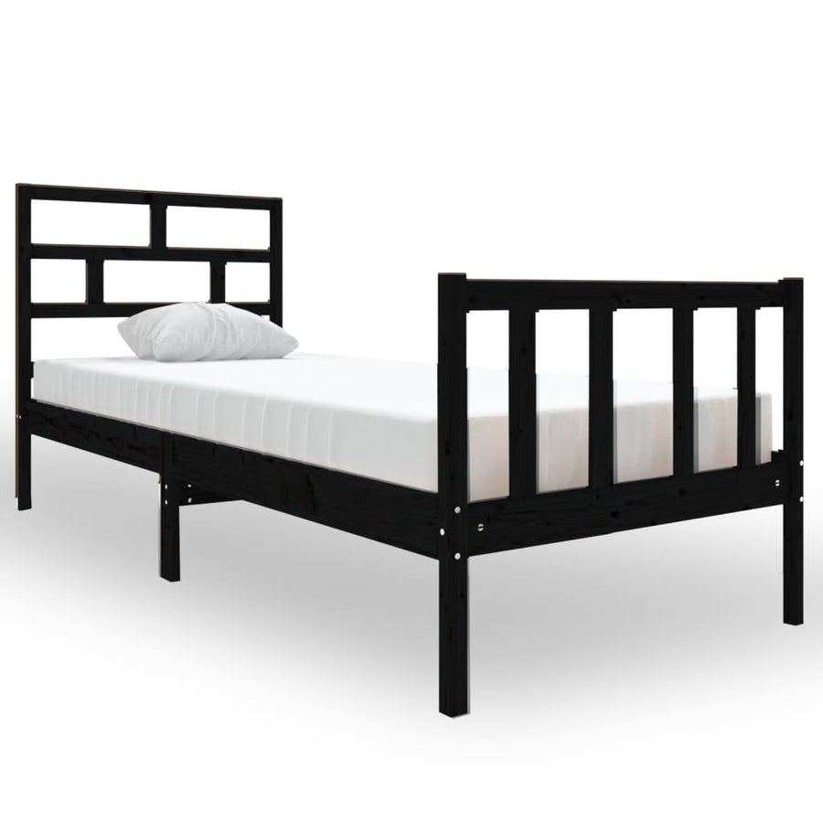 Bedframe Massief Grenenhout 2Ft6 Small Single 75 x 190 cm Zwart
