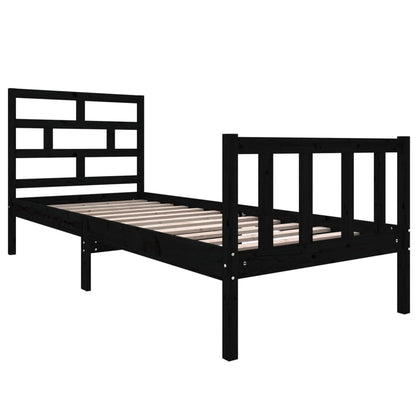 Bedframe Massief Grenenhout 2Ft6 Small Single 75 x 190 cm Zwart