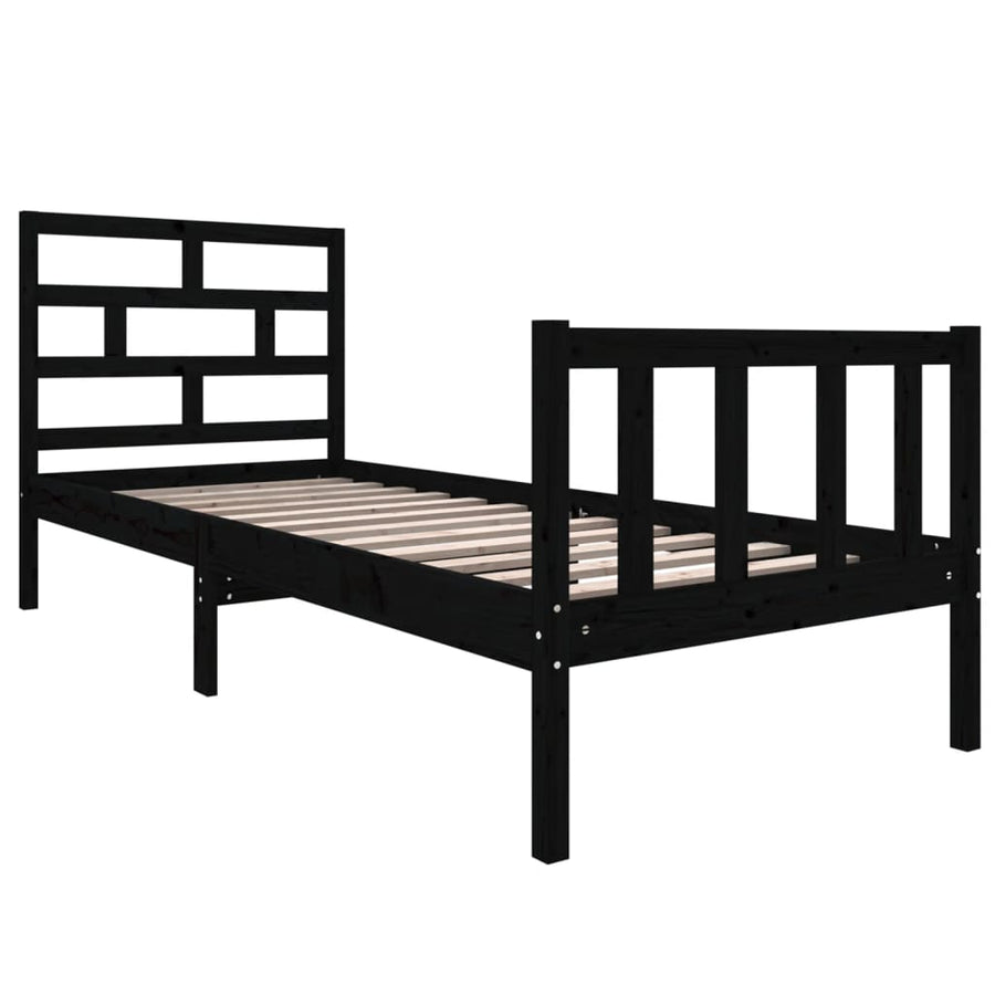Bedframe Massief Grenenhout 2Ft6 Small Single 75 x 190 cm Zwart