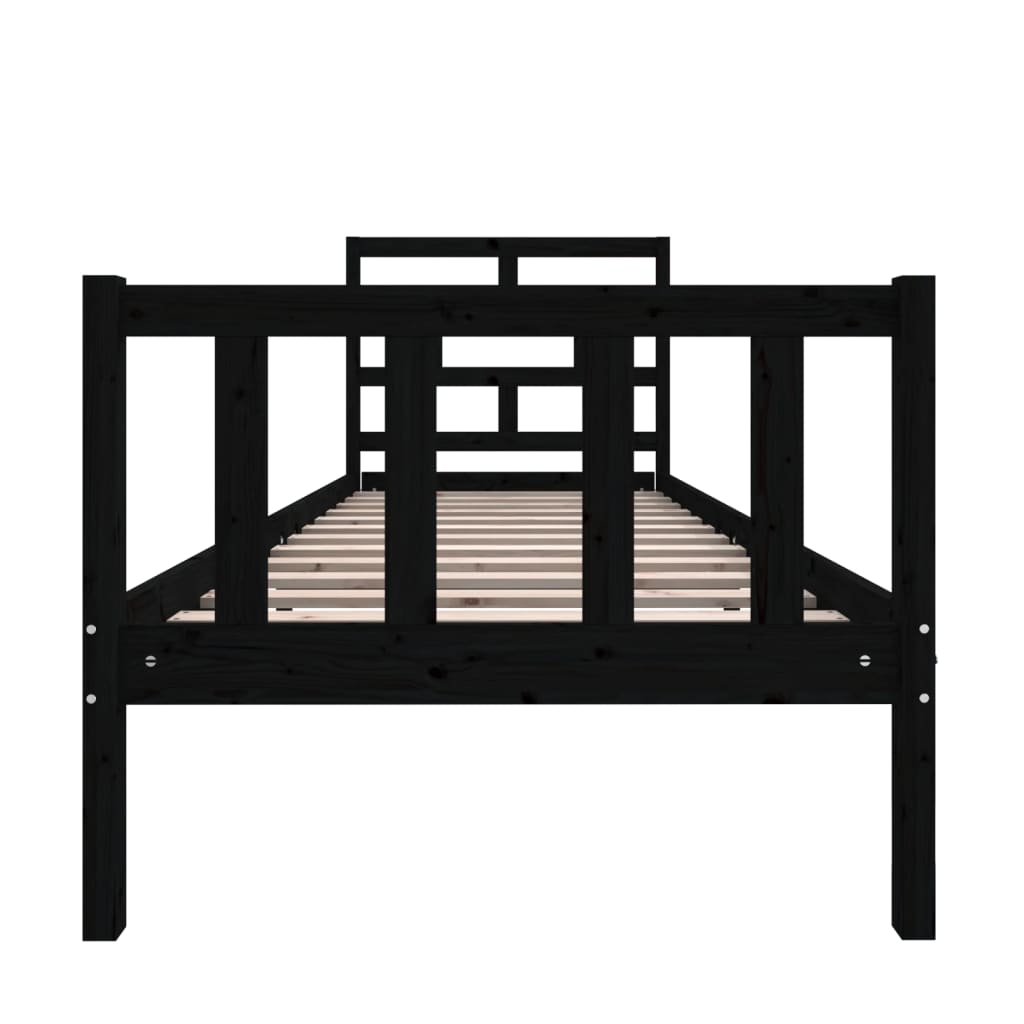 Bedframe Massief Grenenhout 2Ft6 Small Single 75 x 190 cm Zwart