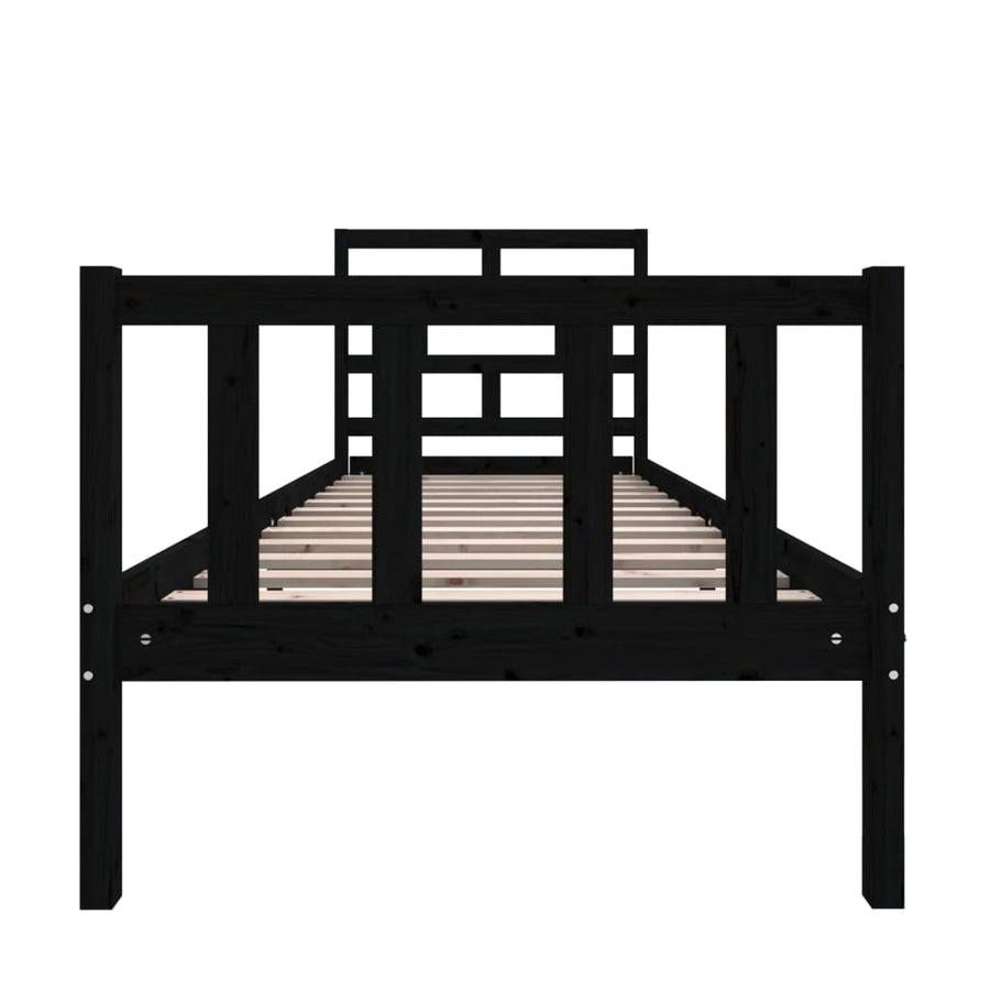 Bedframe Massief Grenenhout 2Ft6 Small Single 75 x 190 cm Zwart
