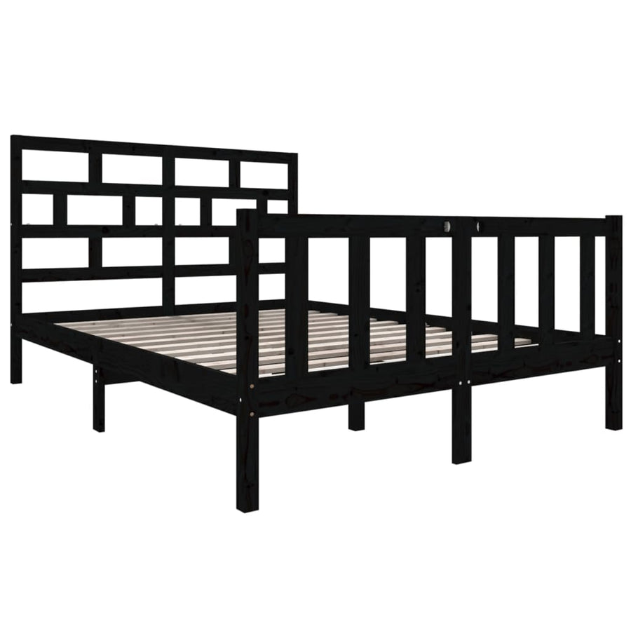 Bedframe Massief Grenenhout 4Ft6 Double 135 x 190 cm Zwart