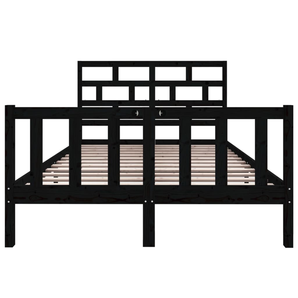 Bedframe Massief Grenenhout 4Ft6 Double 135 x 190 cm Zwart