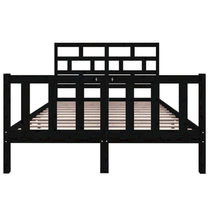 Bedframe Massief Grenenhout 4Ft6 Double 135 x 190 cm Zwart