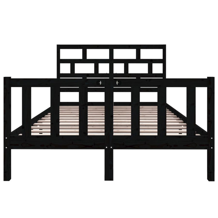 Bedframe Massief Grenenhout 4Ft6 Double 135 x 190 cm Zwart