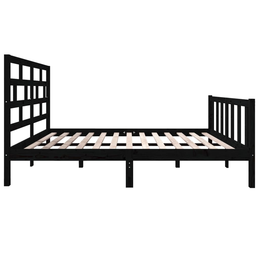 Bedframe Massief Grenenhout 4Ft6 Double 135 x 190 cm Zwart