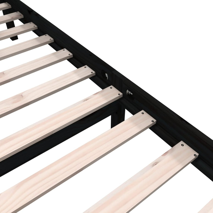 Bedframe Massief Grenenhout 4Ft6 Double 135 x 190 cm Zwart