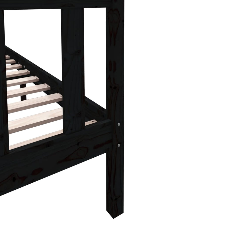 Bedframe Massief Grenenhout 4Ft6 Double 135 x 190 cm Zwart