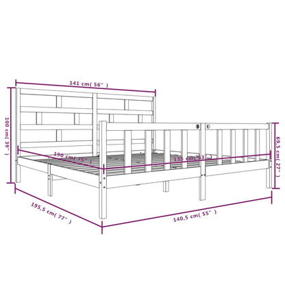 Bedframe Massief Grenenhout 4Ft6 Double 135 x 190 cm Zwart