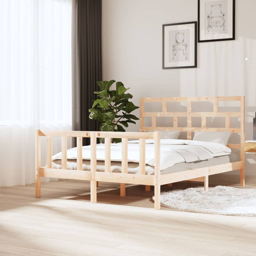Bedframe Massief Grenenhout 140 x 200 cm Naturel