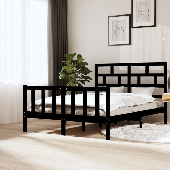 Bedframe Massief Grenenhout 160 x 200 cm Zwart