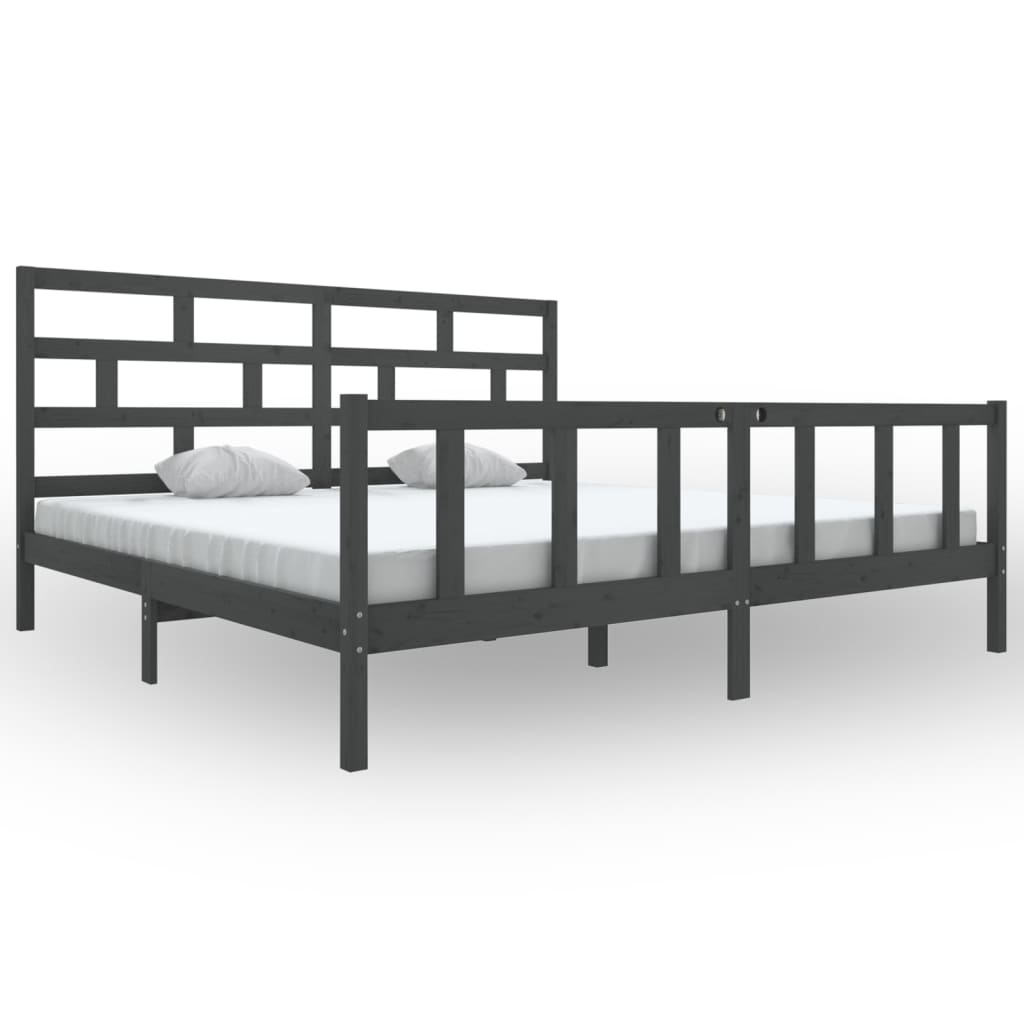 Bedframe Massief Grenenhout 200 x 200 cm Grijs
