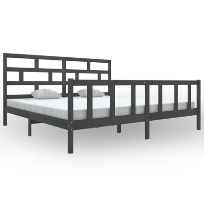 Bedframe Massief Grenenhout 200 x 200 cm Grijs