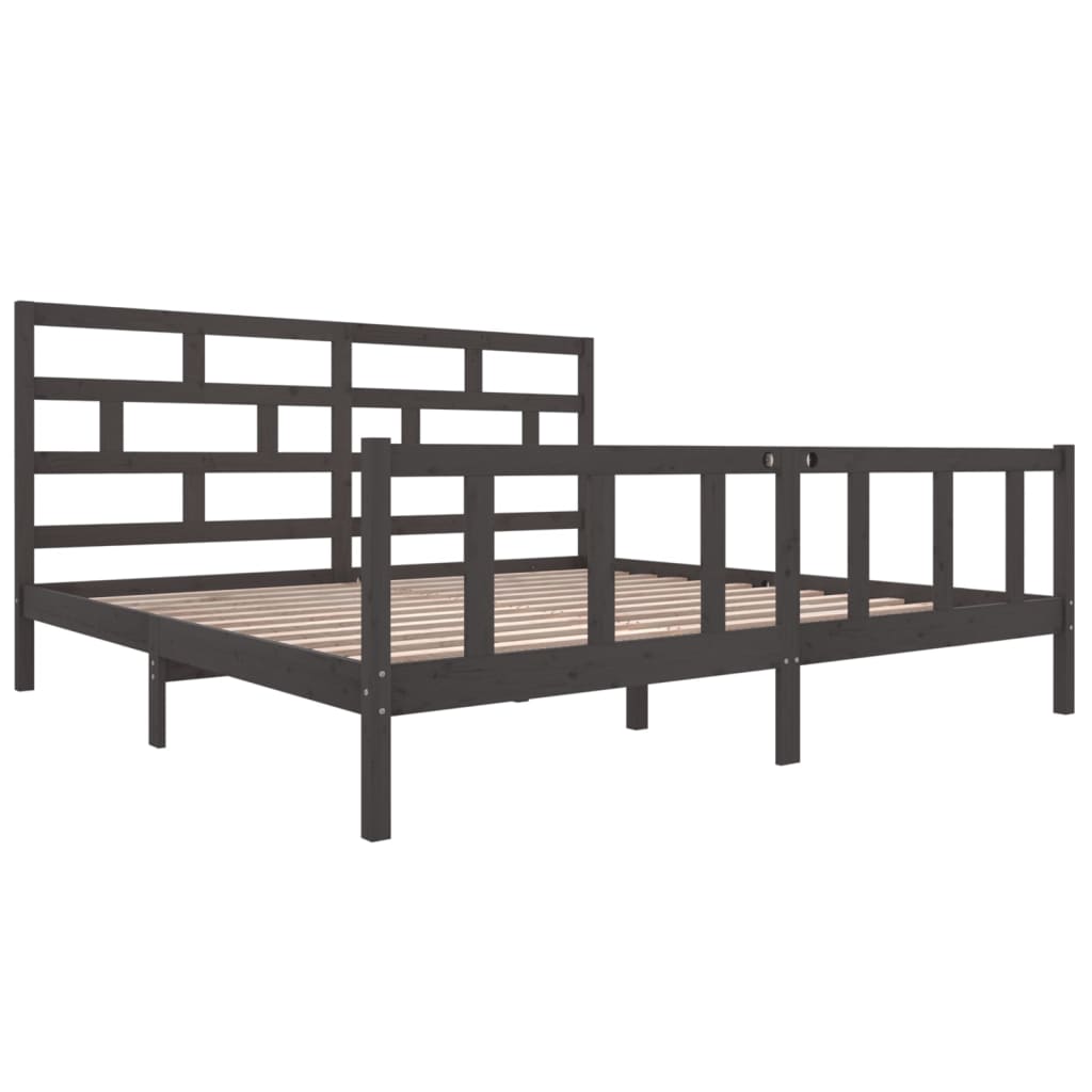 Bedframe Massief Grenenhout 200 x 200 cm Grijs