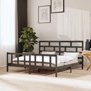 Bedframe massief grenenhout grijs 200x200 cm
