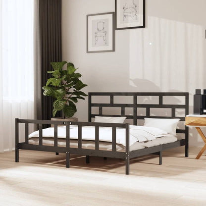 Bedframe Massief Grenenhout 200 x 200 cm Grijs
