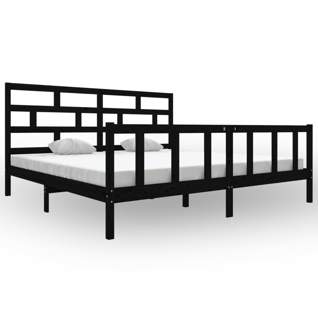 Bedframe Massief Grenenhout 200 x 200 cm Zwart