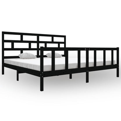 Bedframe Massief Grenenhout 200 x 200 cm Zwart