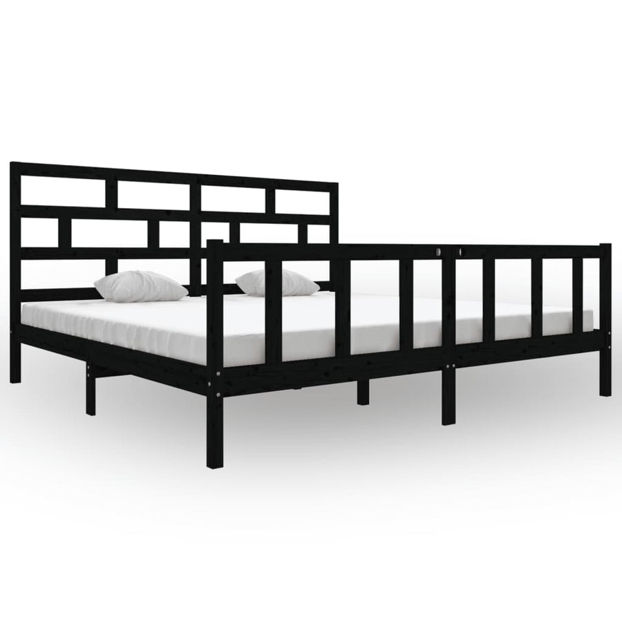 Bedframe Massief Grenenhout 200 x 200 cm Zwart