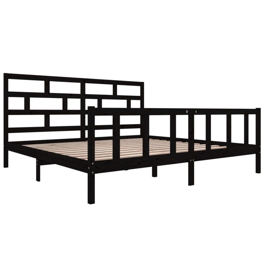 Bedframe Massief Grenenhout 200 x 200 cm Zwart