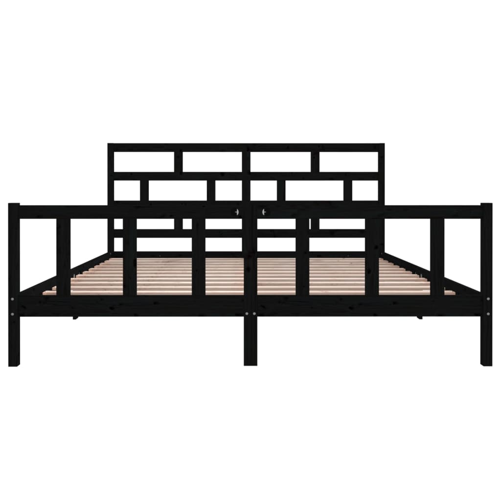 Bedframe Massief Grenenhout 200 x 200 cm Zwart