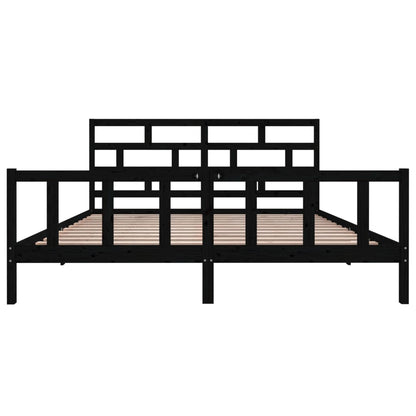 Bedframe Massief Grenenhout 200 x 200 cm Zwart