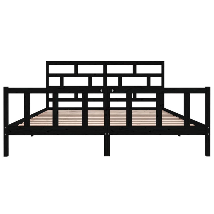 Bedframe Massief Grenenhout 200 x 200 cm Zwart
