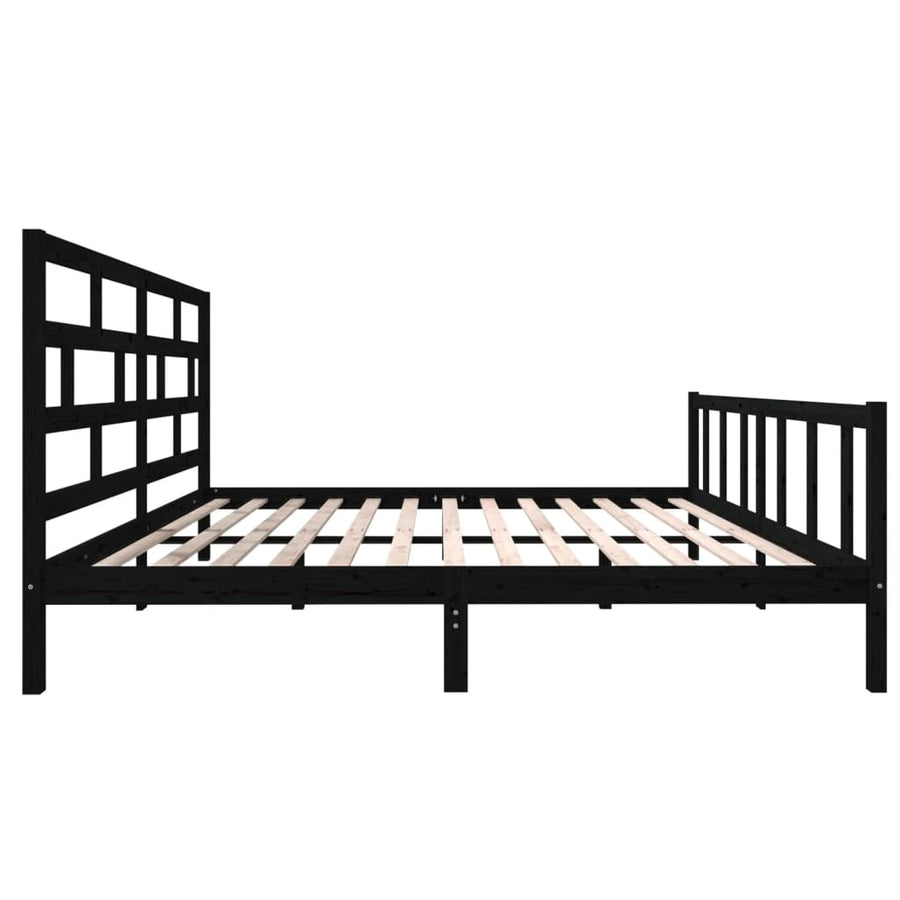 Bedframe Massief Grenenhout 200 x 200 cm Zwart