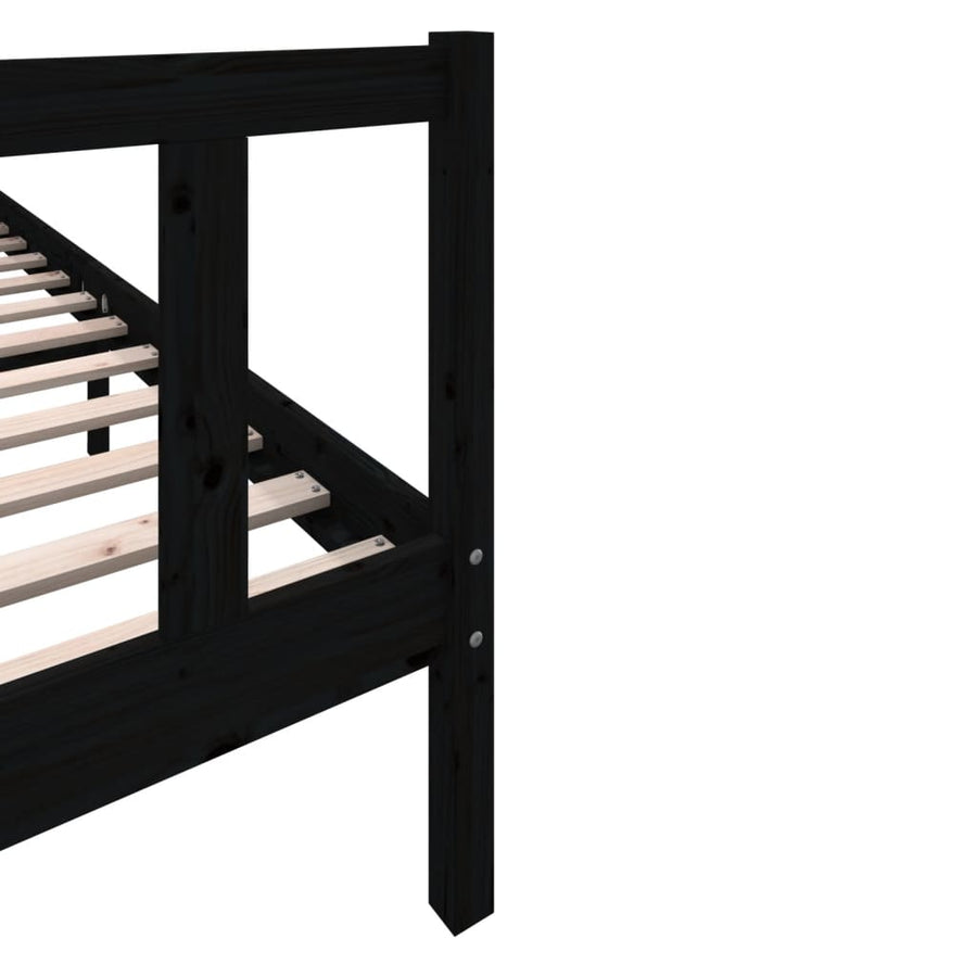 Bedframe Massief Grenenhout 200 x 200 cm Zwart