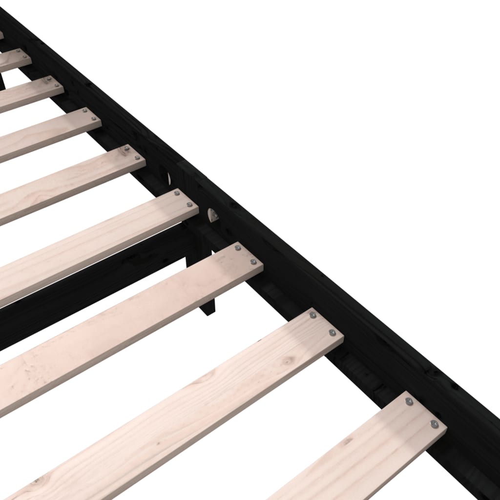 Bedframe Massief Grenenhout 200 x 200 cm Zwart