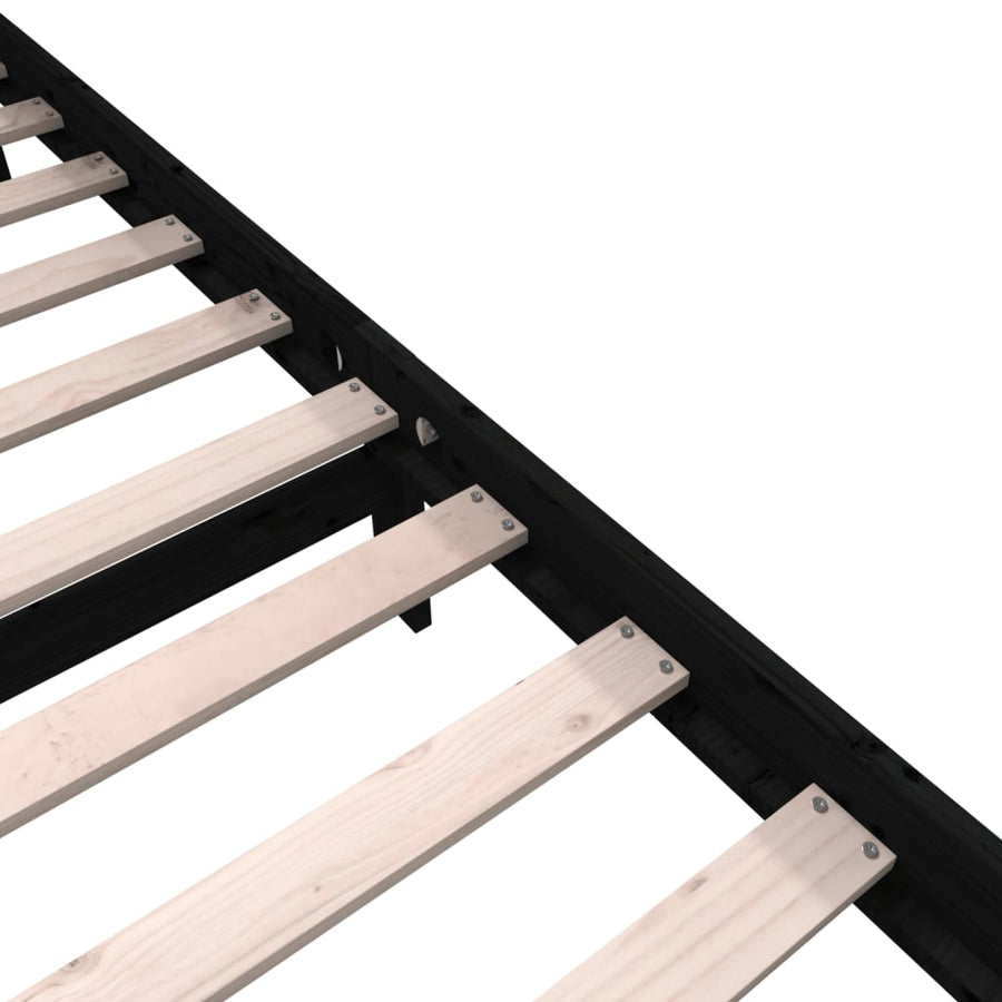 Bedframe Massief Grenenhout 200 x 200 cm Zwart