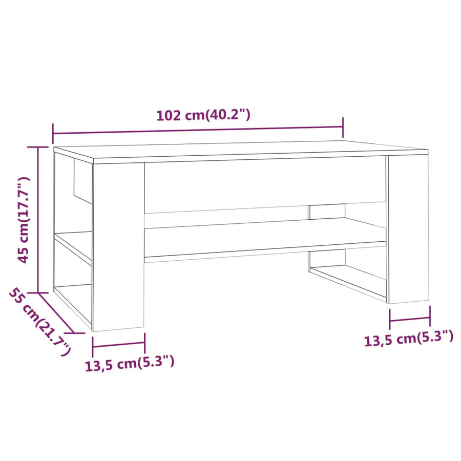 Salontafel 02X55X45 Cm Bewerkt Hout Betongrijs