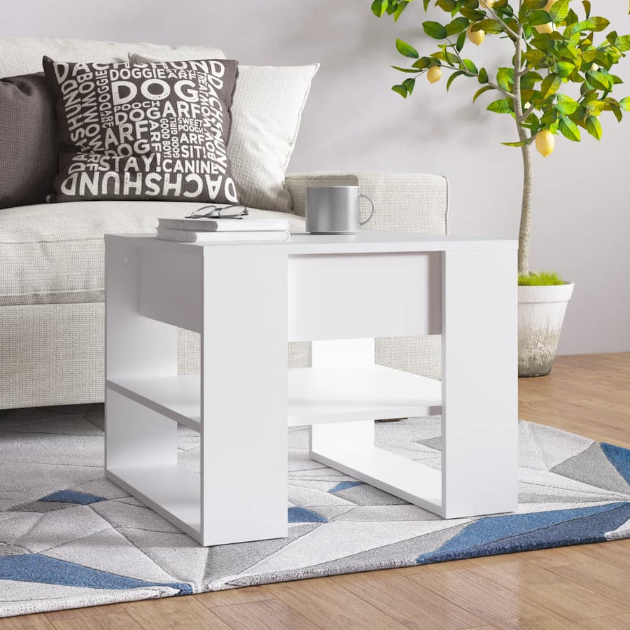 Salontafel 55,5X55X45 Cm Bewerkt Hout Wit