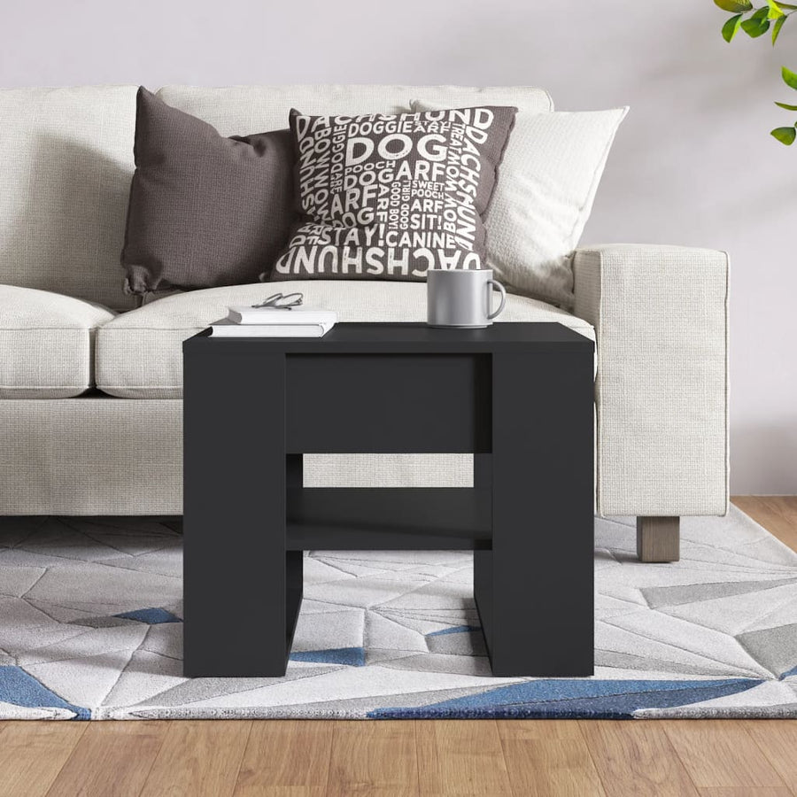Salontafel 55,5X55X45 Cm Bewerkt Hout Zwart