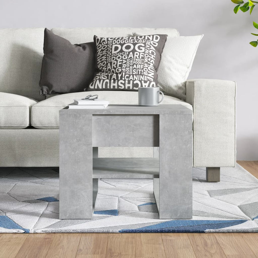 Salontafel 55,5X55X45 Cm Bewerkt Hout Betongrijs 1