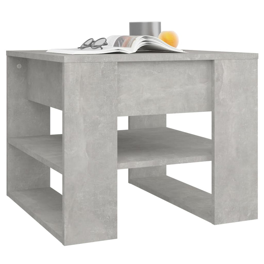 Salontafel 55,5X55X45 Cm Bewerkt Hout Betongrijs 1