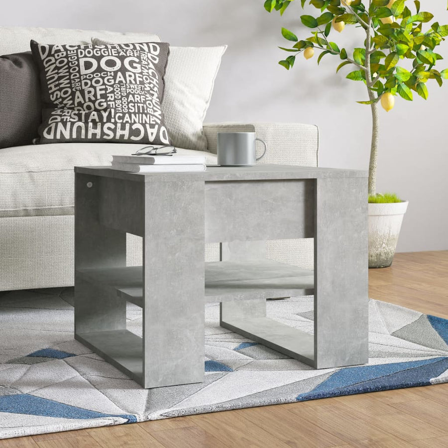 Salontafel 55,5X55X45 Cm Bewerkt Hout Betongrijs 1