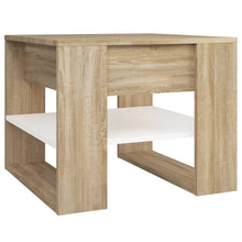 Salontafel 55,5X55X45Cm Bewerkt Hout Ig Wit en sonoma eikenkleur